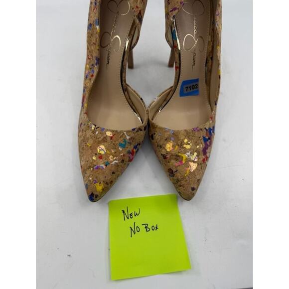 NEW Jessica Simpson JP-Parallel Pointed Toe Cork Heels Multicolor Womens Sz 8.5 - Picture 8 of 8